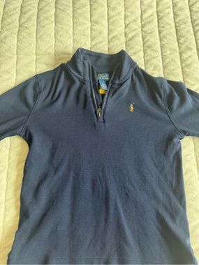 Polo by Ralph Lauren Navy Half-Zip Pullover with Gold Pony Boys Size 7